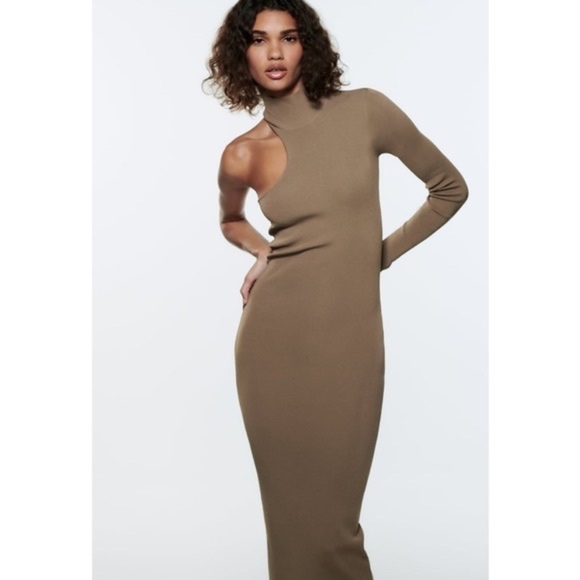 Zara Mink Asymmetrical Knit Dress - pawpointbd.com Zara Mink Asymmetrical Knit Dress - pawpointbd.com